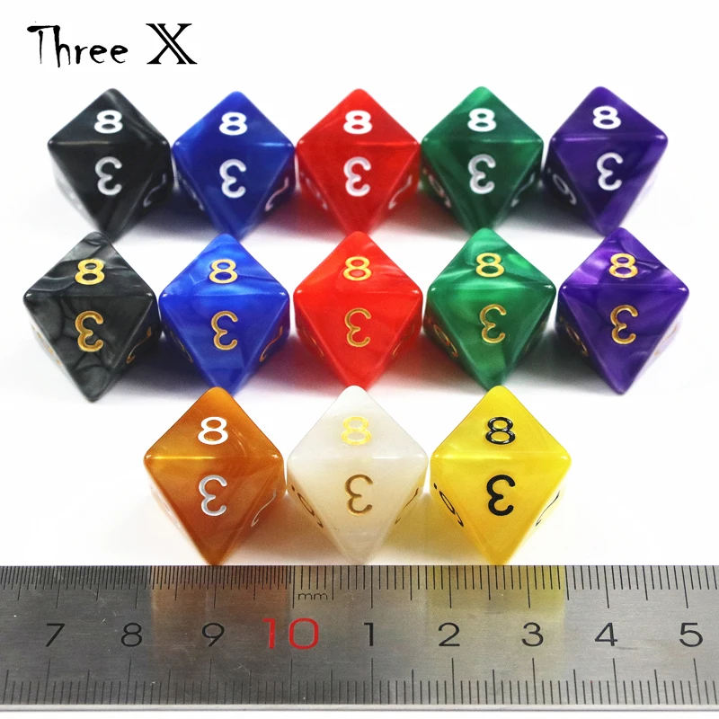 Hoge Kwaliteit 10Pcs Trpg D8 Dobbelstenen Fordnd 8 Zijdig Games Dices 6 Kleuren Desktop Polyhedral Set, als Speelgoed Kit