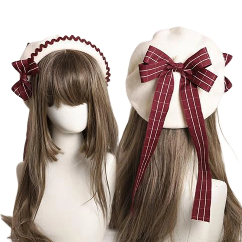 Lolita JK Uniform Bow Hat Kawaii Hair Accessories Sweet Japan Kawaii Bowknot Cute Beret Hat Painter Hat Cute Female