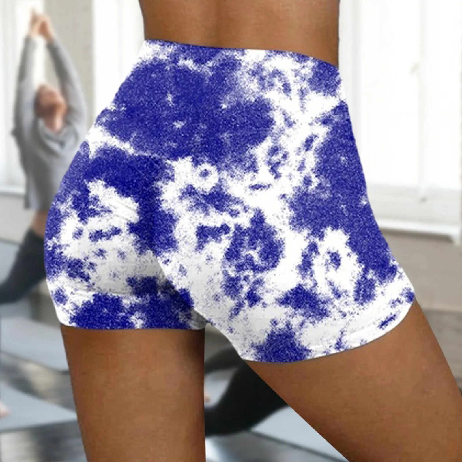 Women shorts Tie-dye Leggings hip-lifting fitness Sports shorts Gradient color Tight hot pants Middle waist lady yoga pants