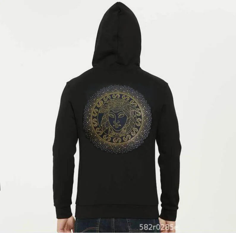 

high-quality Rhinestone style brand fashion men new fashion hoody casual long -sleeved hoody top