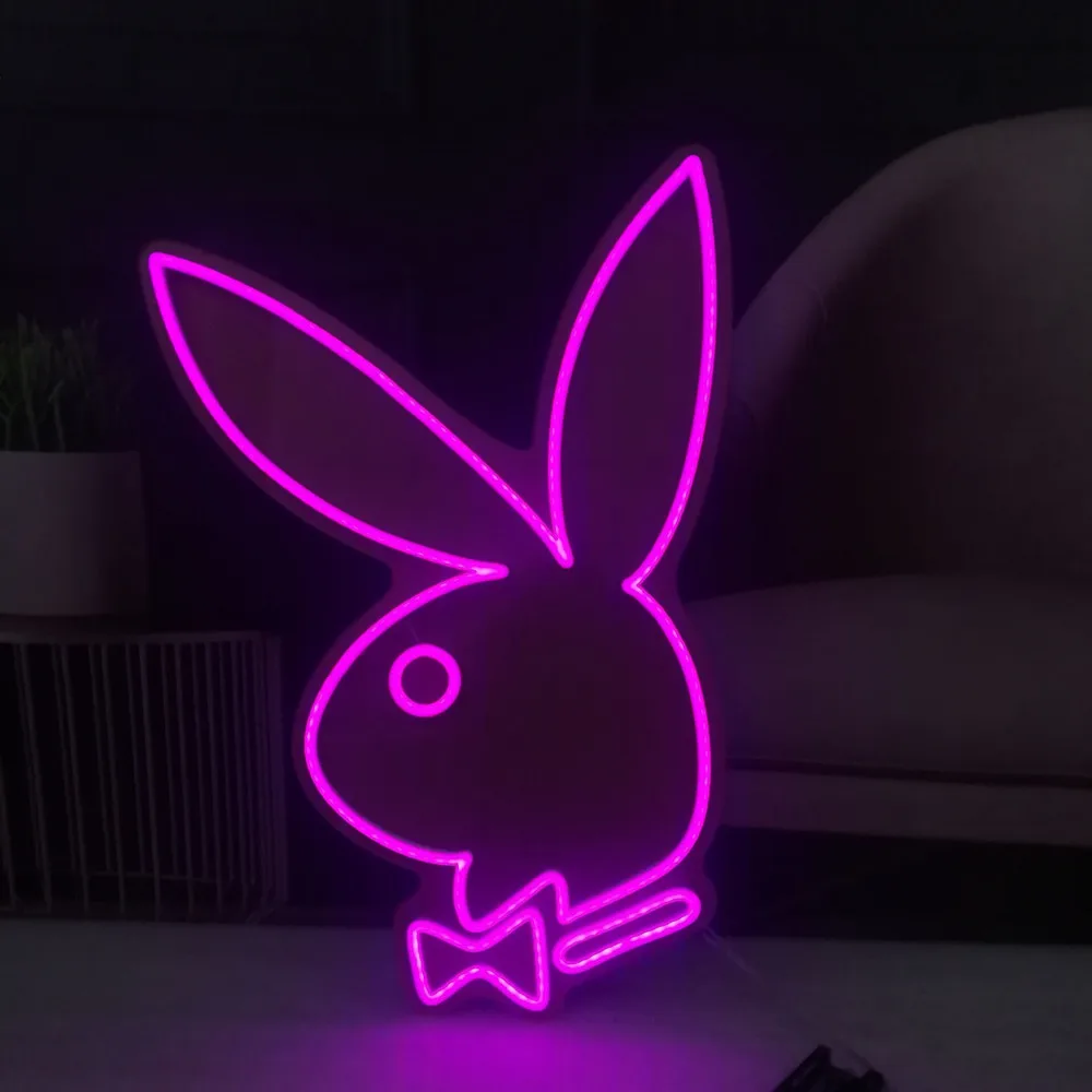 Acrylic Rabbit LED Neon Sign Light Lamp for Room Decor Holiday Party Birthday Shop Logo Store Name Design Customizable Artwork