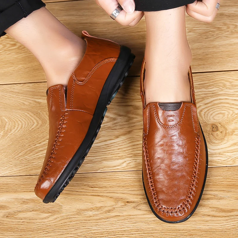 High Quality Genuine Leather Men Casual Shoes Soft Moccasins Men\'s Flats Fashion Brand men Loafers Breathable Driving Shoes