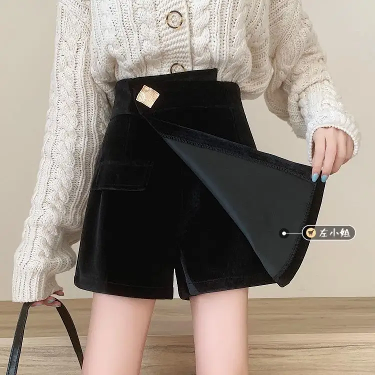 

Shorts Women Autumn And Winter High Waist Irregular Black Shorts Baggy Pants Women Ropa Mujer