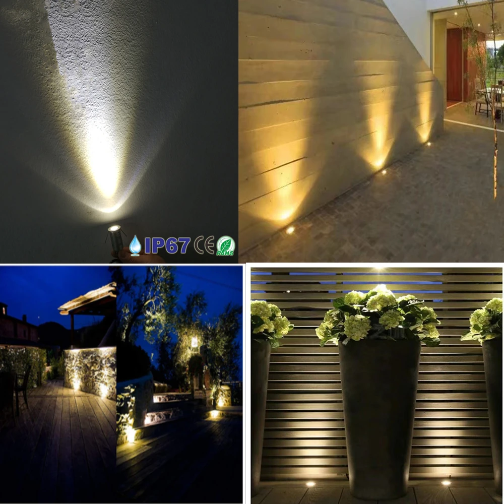 Outdoor 1W LED Spotlights 12V 24V 15 Degree Ground Spot Lamp Mini Underground Spot Light For Yard Garden Path Landscape Lighting