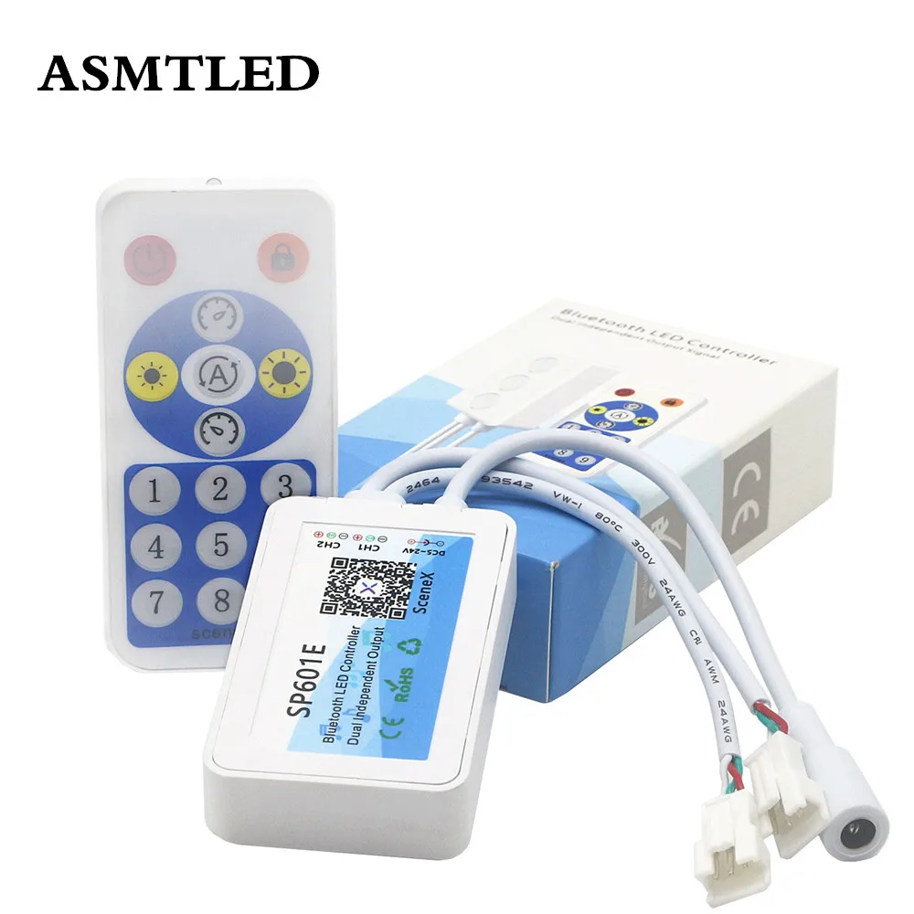DC5V-24V SP601E WS2811 WS2812B Music Controller Mic Dual Signal Addressable Pixels RF Remote Bluetooth LED RGB Strip Controller