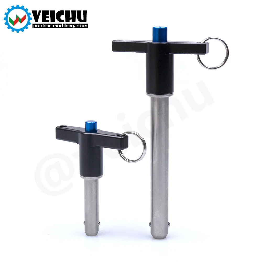 VEICHU 1pcs T-Handle Aluminum Grip Fastening Locating Safety Pins VCN117 Quick Release Button Pins Ball Lock Pins With Ring