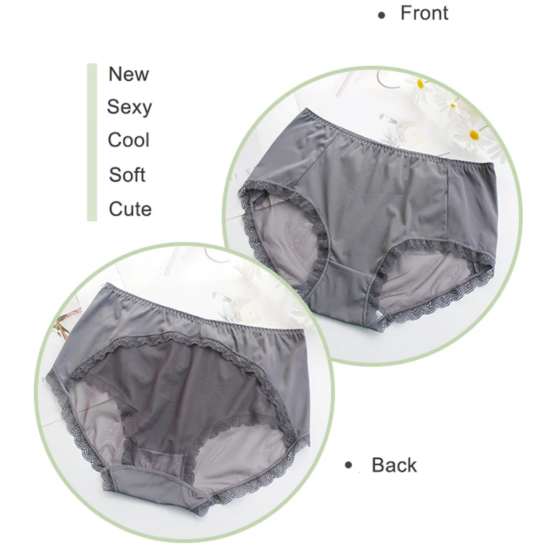 Women\'s Panties Large Sizes Sexy Lace Thin Ice Silk Hollow Out Transparent Mesh Panties Female Underwear Plus Size Women