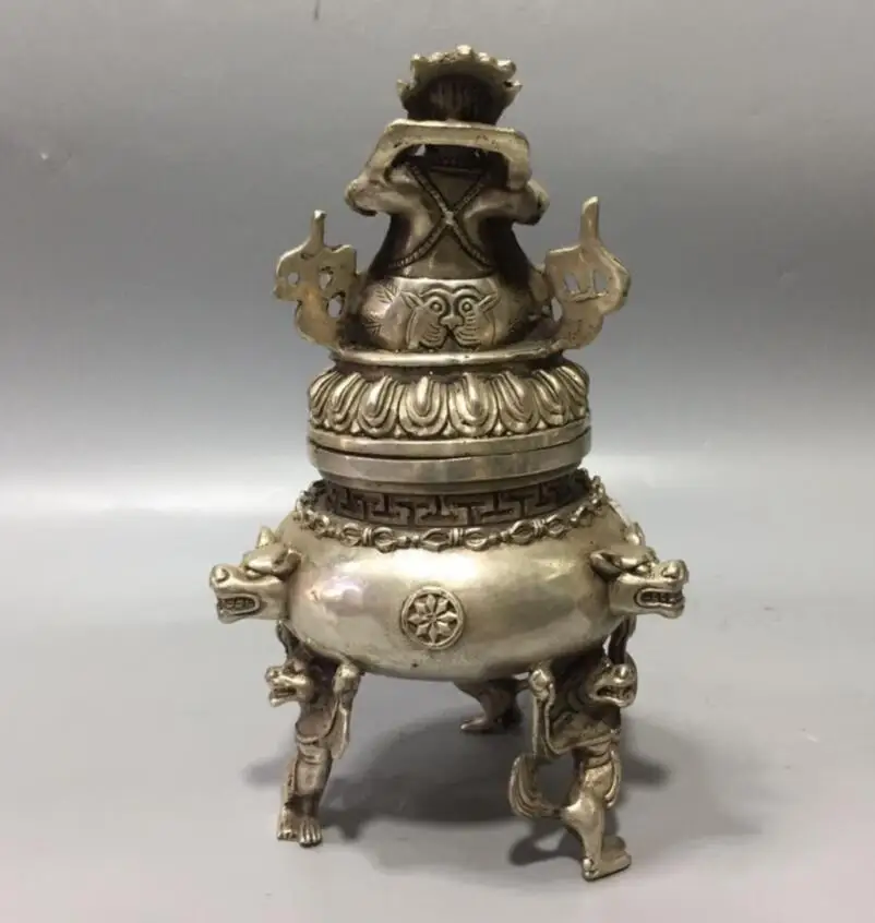 China White copper King kong Buddha incense furnace crafts statue