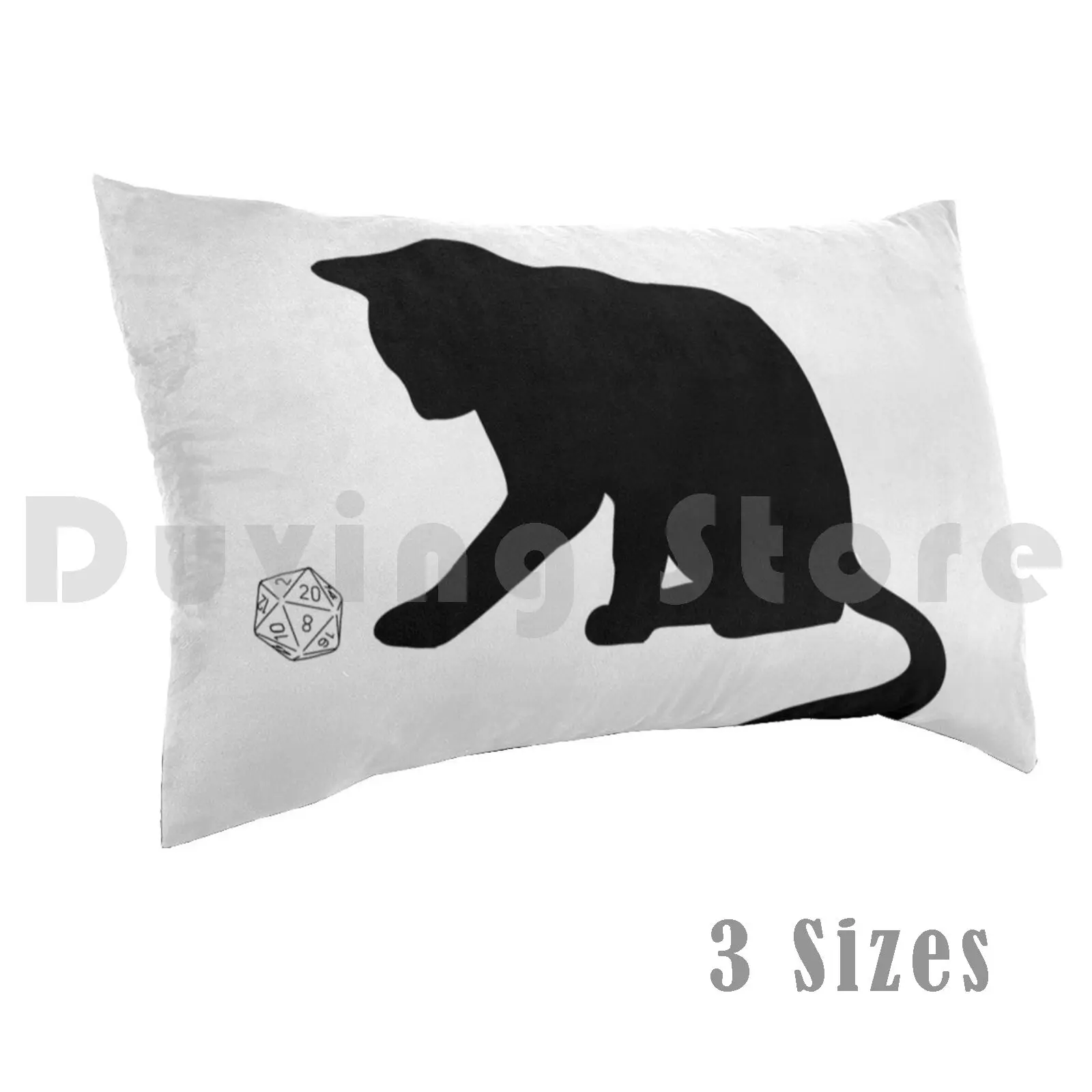 D20 Cat Pillow Case Printed 35x50 Cat D20 Dnd Kitty Meow Fun Game Rp Roleplay Nerd