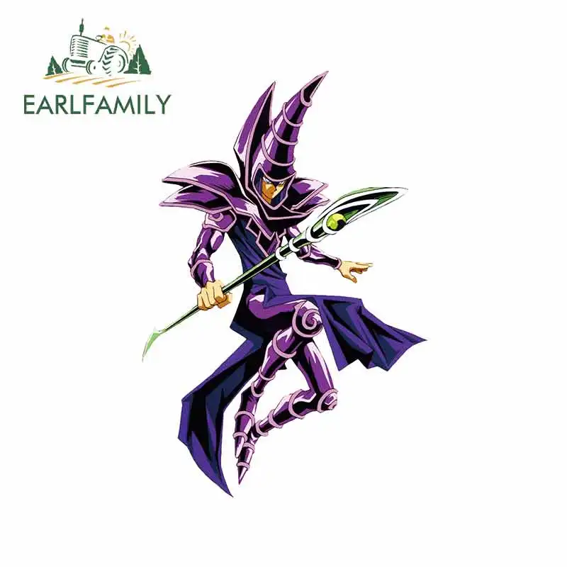 EARLFAMILY 13cm x 9.1cm for Yu Gi Oh Dark Magician Illustration Fine Decasl Vinyl Material Anime 3D Car Stickers