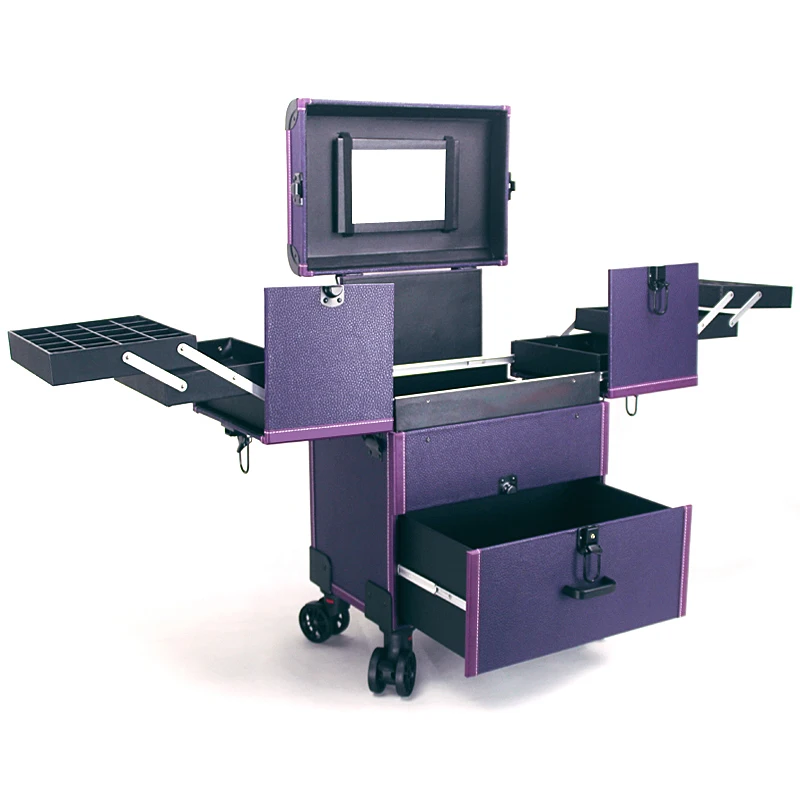 Большая многослойная профессиональная тележка для косметического багажа с замком для макияжа, ящик для хранения инструментов для татуировки ногтей