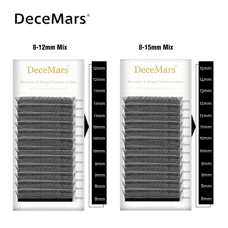 DeceMars forma Y, pestañas negras y marrones, dos puntas, C/D curl, alta calidad, individuales 4