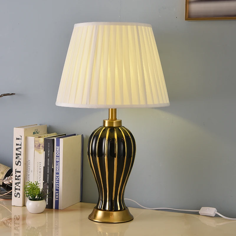 

TUDA 36x60cm Modern Black Ceramic Table Lamps For Living Room Bedroom Study Room Desk Lamp Bedside Lamp Home Decor Lighting