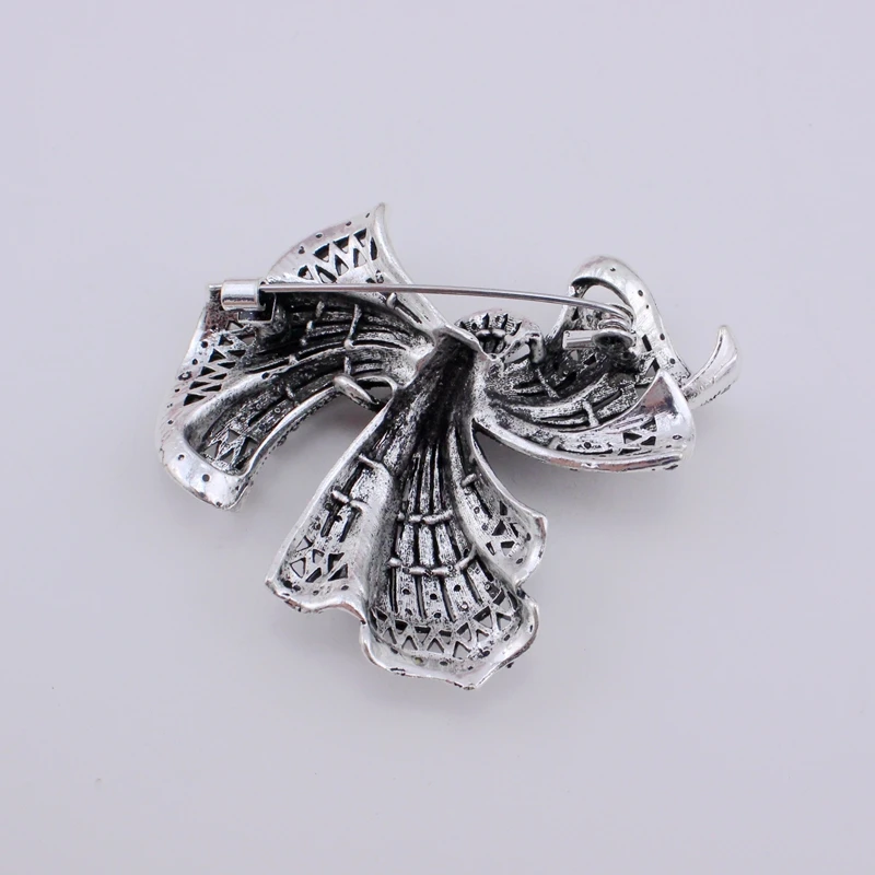 TANGTANG Antique Brooch Vintage Knot Black Rhinestone Brooch For Men Women Elegant Retro Jewelry Pin Bow Classic New Brooches