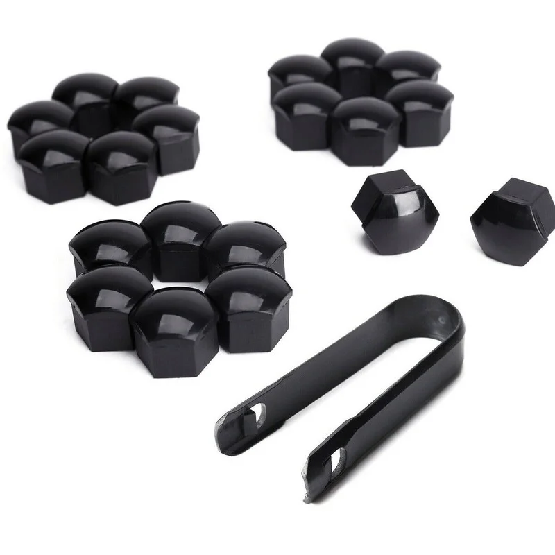 Set of 20pcs Car Universal Accessories Auto Exterior Parts 17mm Black Wheel Nut Bolt Covers Caps for Any Car Locking