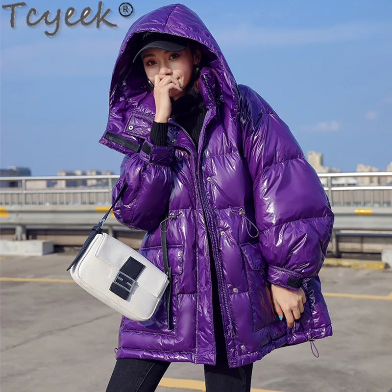 Jacket Winter 2021 Female Autumn White Duck Down Jackets Coats Woman Glossy No Wash Parkas Women\'s Clothing Casaco TN160