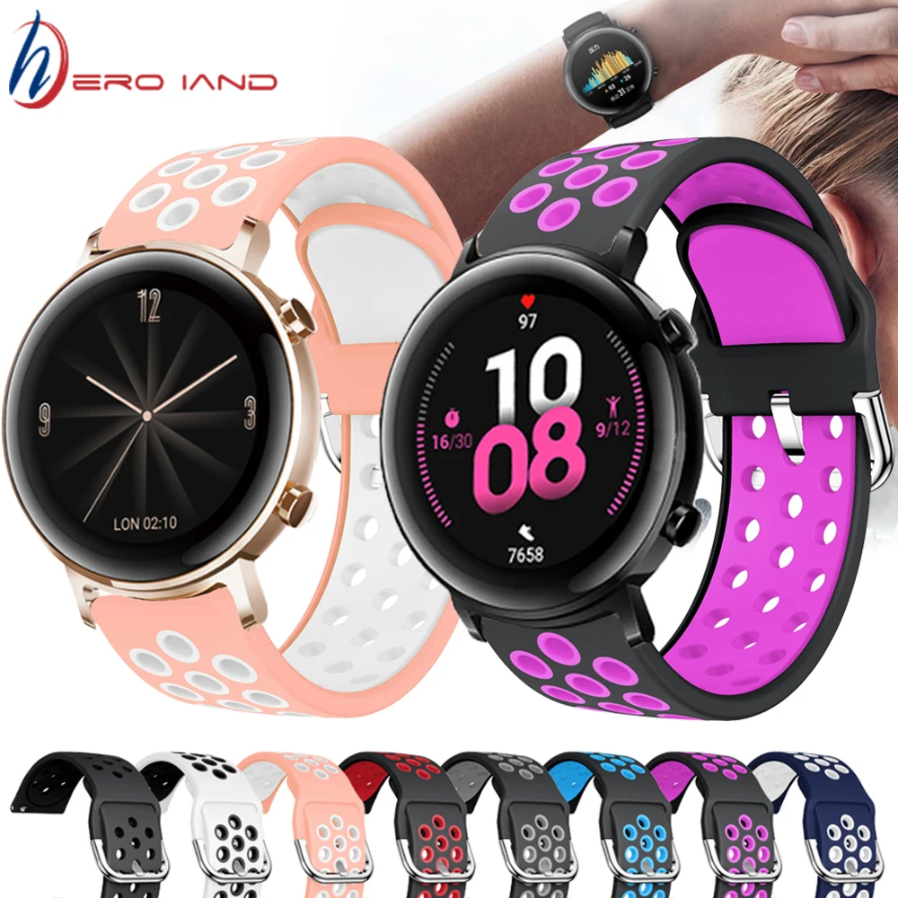 

20mm Sport colorful Silicone WatchBand For HUAWEI WATCH GT 2 42mm Smart watch Replacement Strap For Huawei Honor Magic 2 42mm
