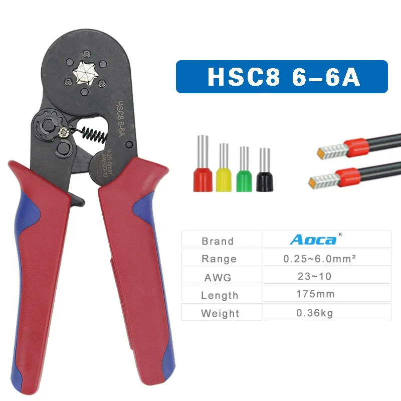 Imagem -03 - Hexágono Hsc8164 4-16 mm 115awg Quadrilátero Tubo Bootlace Terminal Friso Alicate Friso Ferramentas Manuais Hsc8 66 0.25-6 mm 2310awg