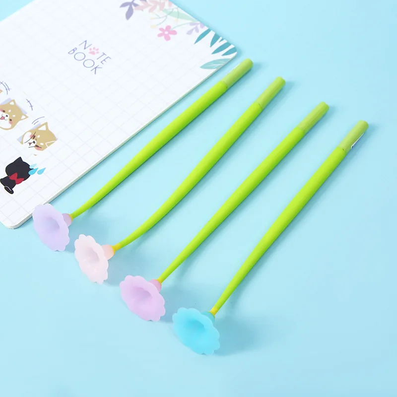 48PCS Horn Flower Modeling Student Gel Pen Flower Pen Writing Implement Office Writing Stationery Kawaii School Supplies