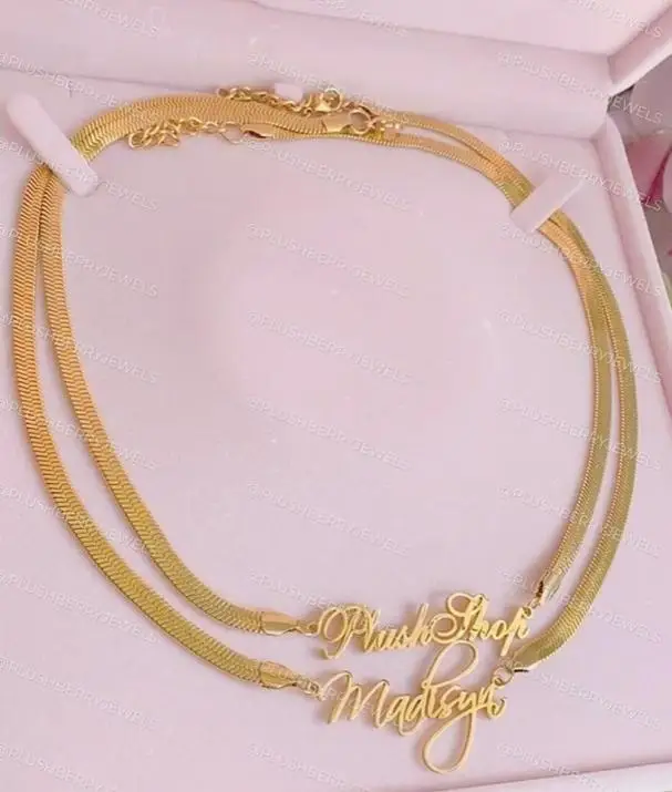 Collar de cadena de serpiente con nombre personalizado para mujer, collar con placa con nombre y letras, joyería personalizada, Regalo para mamá y Niña