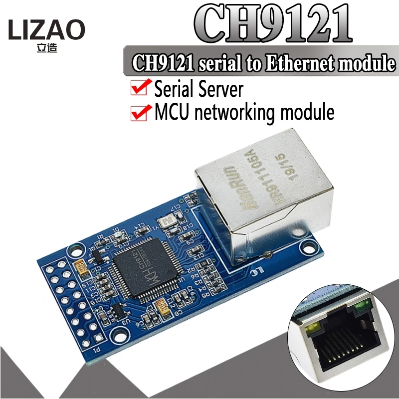 CH9121 UART Serial Port to Ethernet Network Module TTL Transmission Module Industrial Microcontroller STM32 TCP/IP 51 3.3V 5V