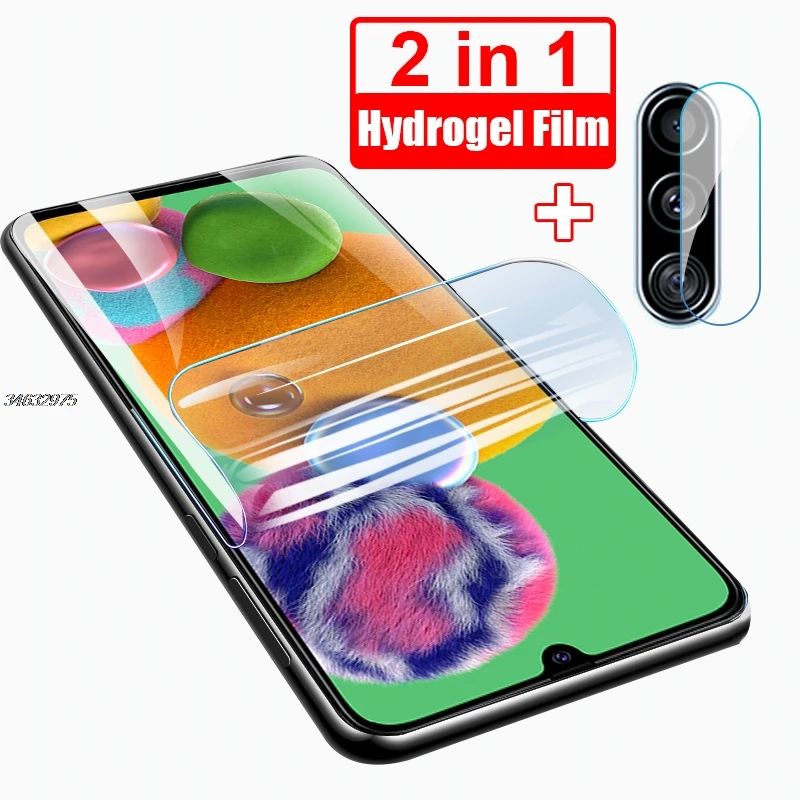 2 in 1 Hydrogel Film Screen Protector For Samsung A41 A42 A40 F41 Film For Galaxy A40 A41 A 40 42 F 41 With Camera Lens Glass