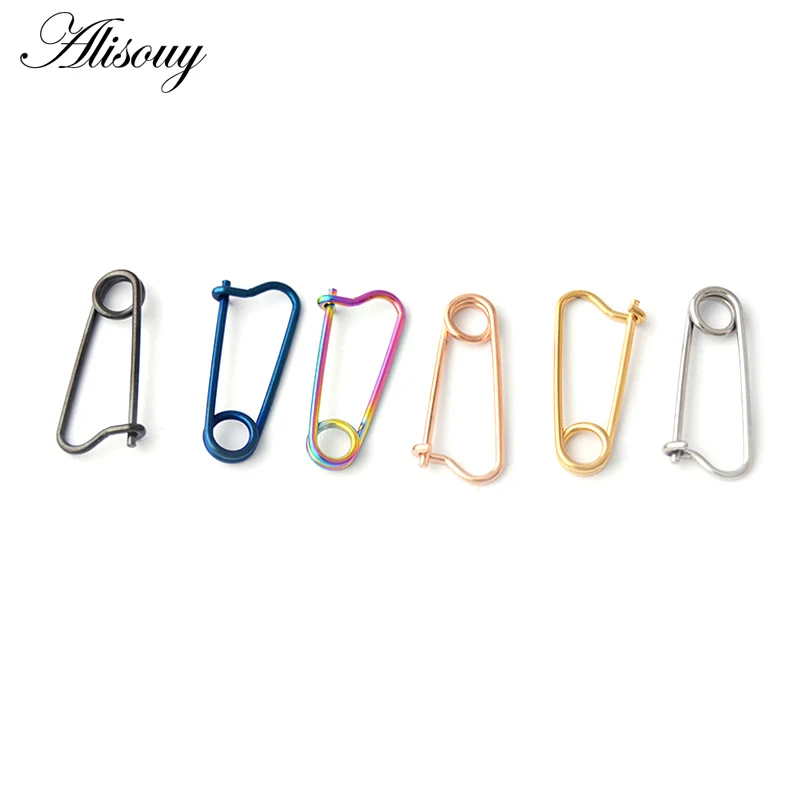 Alisouy 2PC Stainless Steel Trendy Unisex Punk Rock Style Safety Pin Ear Hook Stud Earrings Exquisite Jewelry Gift for Women Men