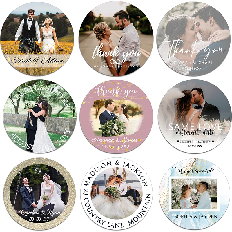 Custom Wedding Photo Stickers Labels Personalized Wedding Sticker Design Label Birthday Celebration Party Seal Stickers