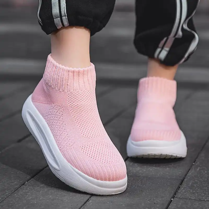 MWY-zapatos de plataforma para niños y niñas, zapatillas deportivas con calcetines altos, ligeras