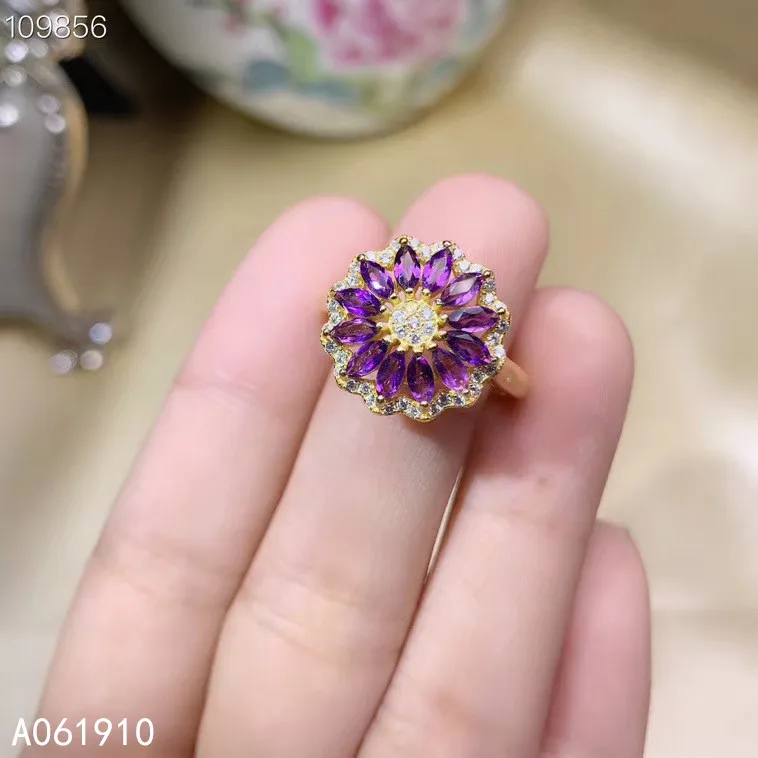 

KJJEAXCMY fine jewelry 925 sterling silver inlaid Amethyst gemstone popular ladies ring beautiful