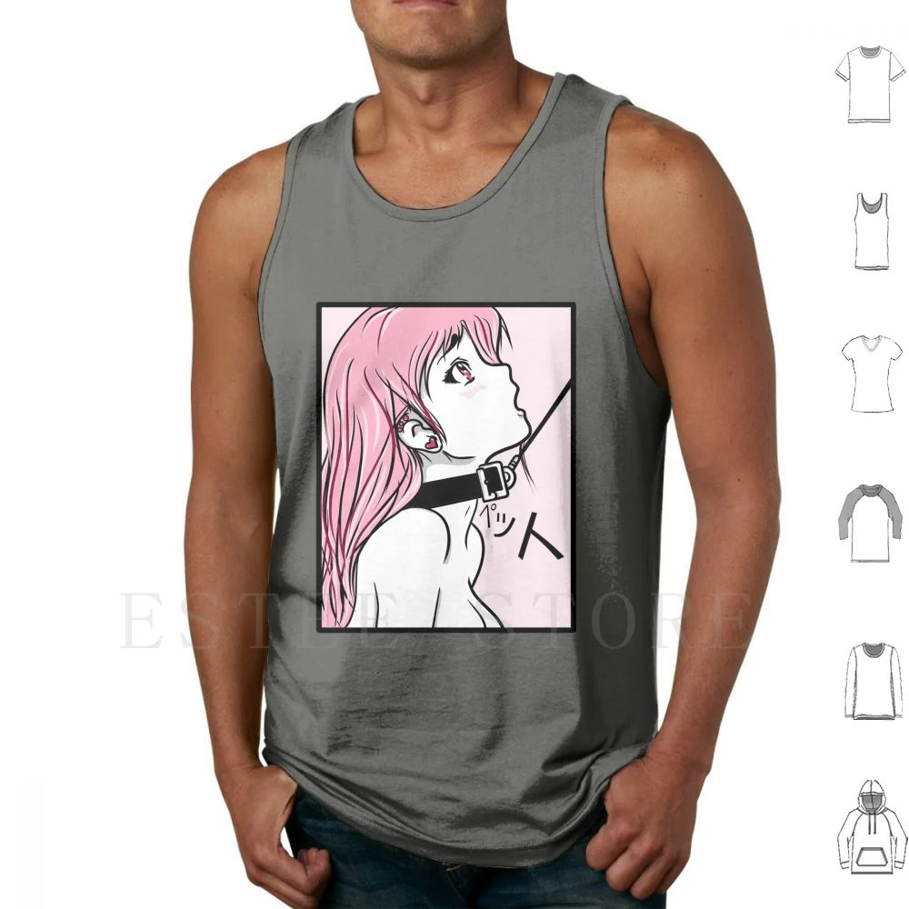 Pet Tank Tops Vest Cotton Pink Girls Manga Cute Kawaii Red Sexy Kinky Anime Pretty Aesthetic Japanese