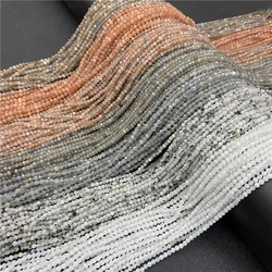 2 3mm natürliche Labradorit Quarz Mondstein Kristall Stein Perlen runde facettierte lose Perlen für Schmuck herstellung DIY Armband 15.5