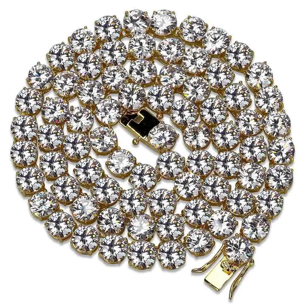 

8 мм хип-хоп 1 ряд CZ Bling Iced Out теннисная цепочка ожерелье с кубическим цирконием колье ожерелья для мужчин рэпер ювелирные изделия подарки