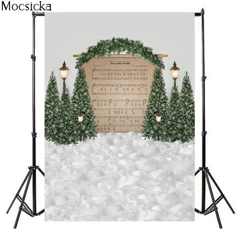 Christmas Joy To The World Sheet music Photography Background Winter Snowfield Child Family Portrait Party Backdrop Photo Studio