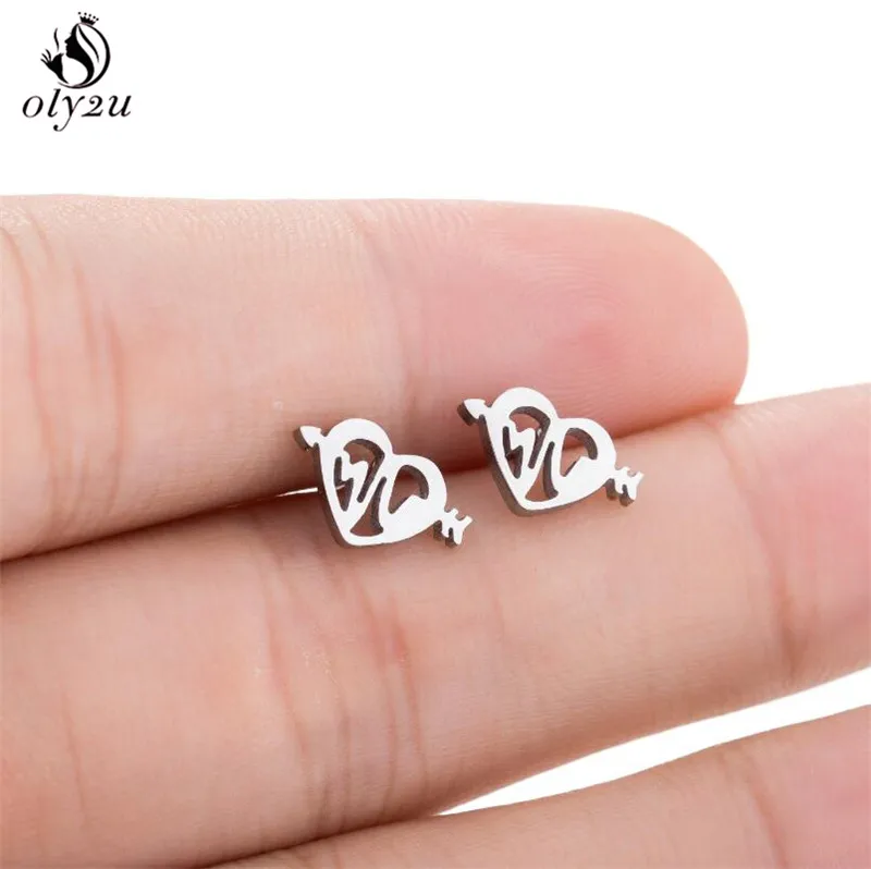 2024 Cute Heartbeat Stud Earrings Unique Medical ECG Stainless Steel Earings Fashion Jewelry for Women Nurse Doctor Party Gifts