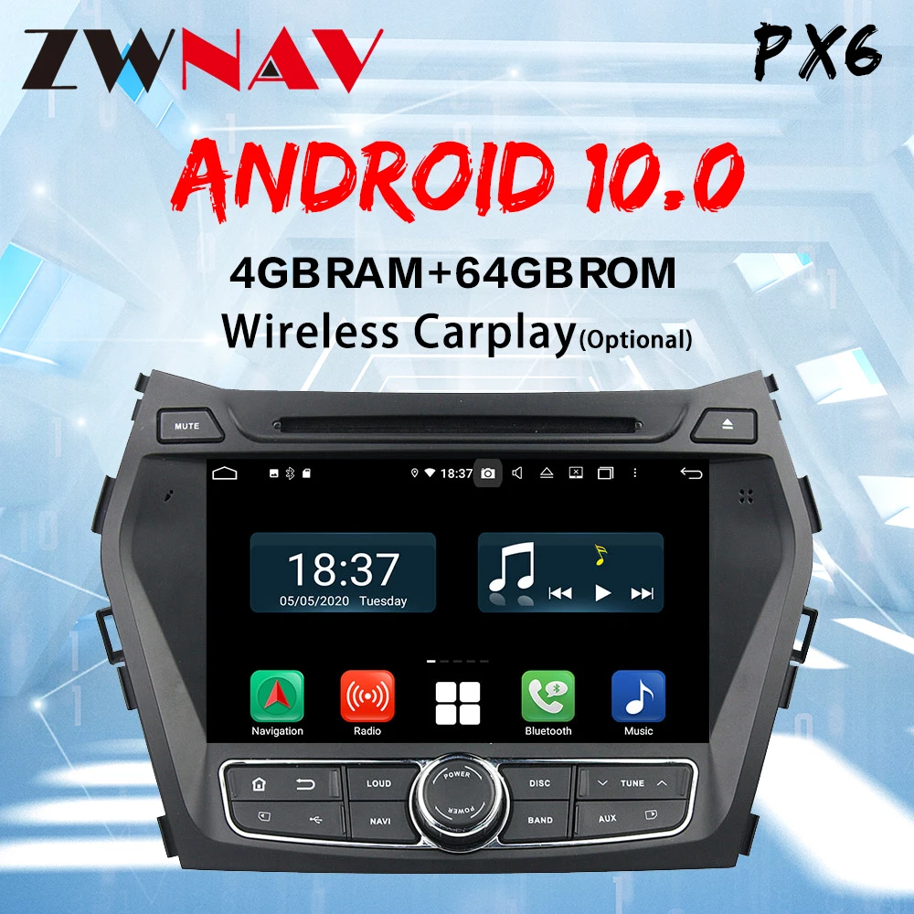 4+64Gb PX4 DSP IPS android 10 Car radio multimedia player for Hyundai IX45 Santa fe Car GPS navigation autoradio stereo DVD