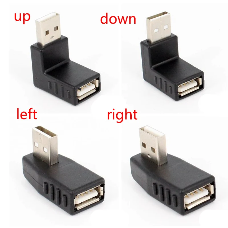 Black/Blue 90 Degree Vertical Left Right Up Down Angled USB 3.0 2.0 Male to A Female M/F Adapter Connector Converter