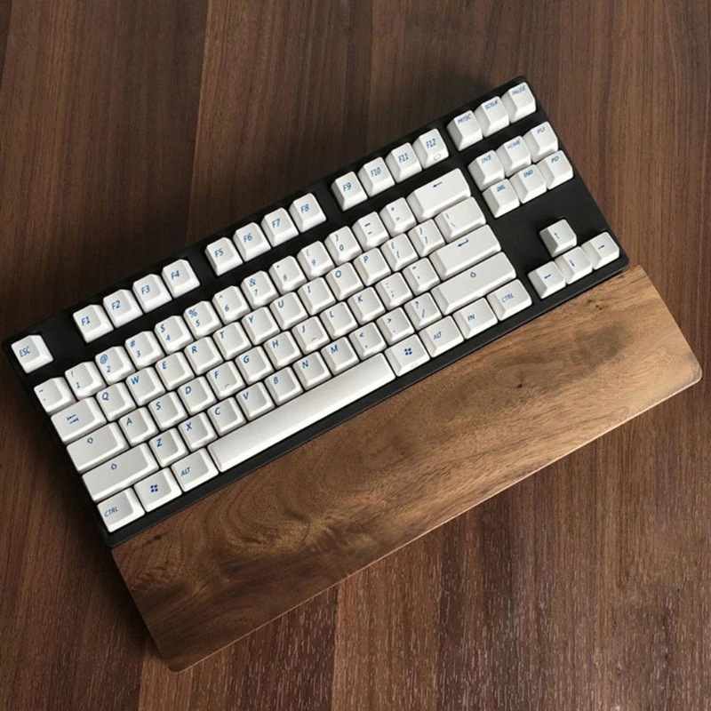 Walnut Wooden Mechanical Keyboard Wrist Rest with Anti-Slip Mat Ergonomic Gaming Desk Wrist Pad Support 61 87 104 Keys