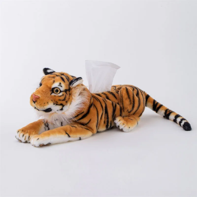 New Style 46CM Simulation Tiger Leopard Dog Plush Toy Tissue Box Durable Home Car Sofa Paper Holder Napkin Pouch Animals Doll