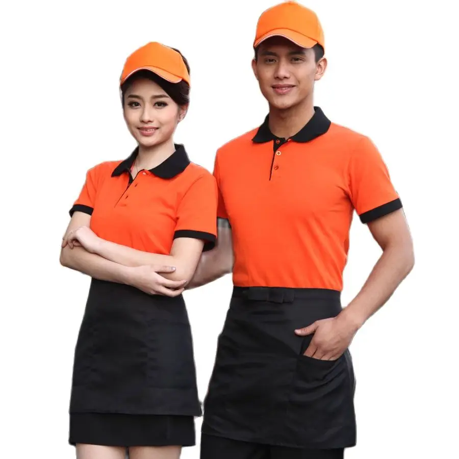 Hotel Waiter Shirt Short Sleeved T-shirt Uniform Fast Food Cooking Clothing Work Clothes