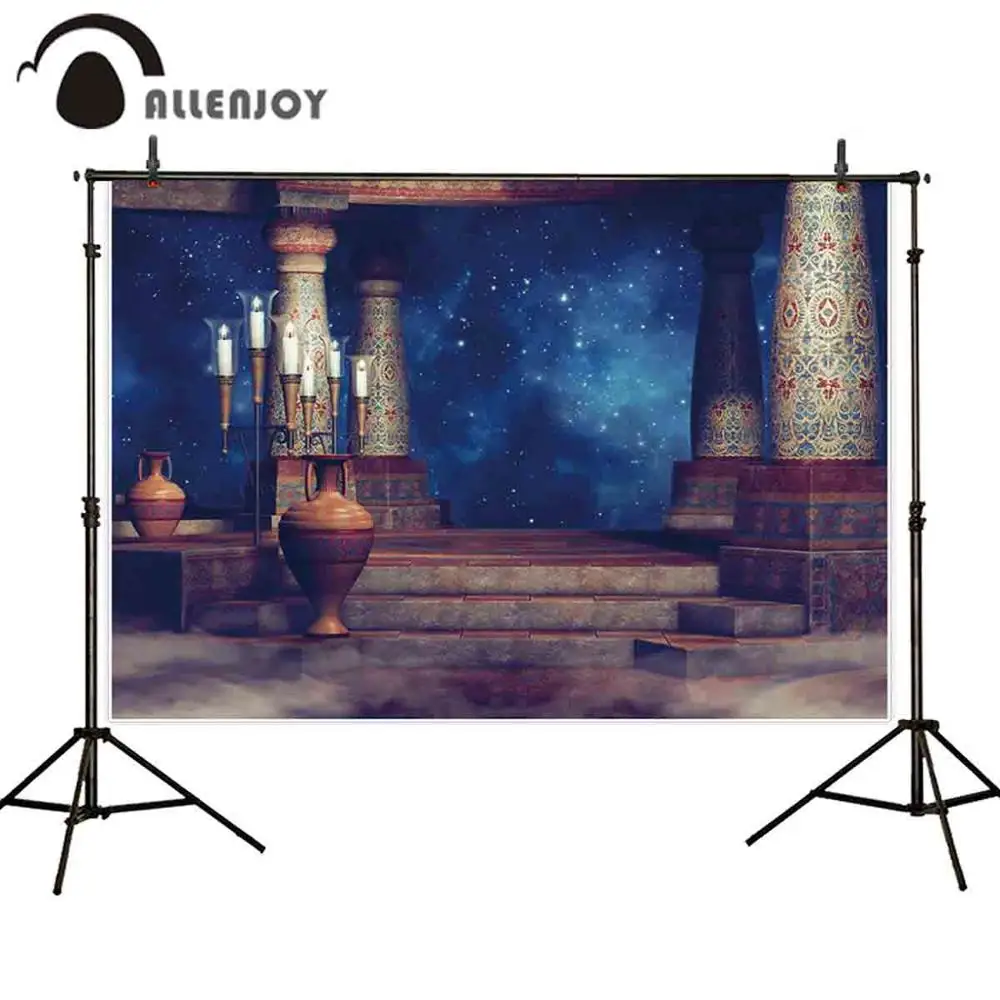 Allenjoy Ramadan Background Arabia Night pillar Starry Sky Candle Vases Hanukkah Photography Backdrop Photo Studio Photophone