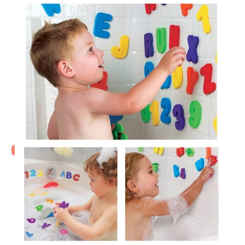 Hot 36pcs/Set Alphanumeric Letter Bath Puzzle Baby Toys EVA Kids New Early Education Hot Sale Classic Bath Toys  Suction Up To