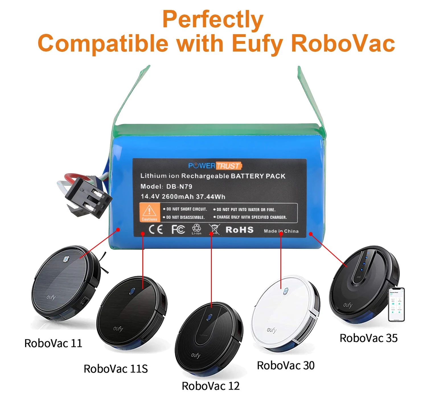 

N79 Battery for Eufy RoboVac 11C 11S 11, 30C 30 , RoboVac 15C, Conga 990, Ecovacs Deebot N79S N79, Conga 1090, Conga serie 950