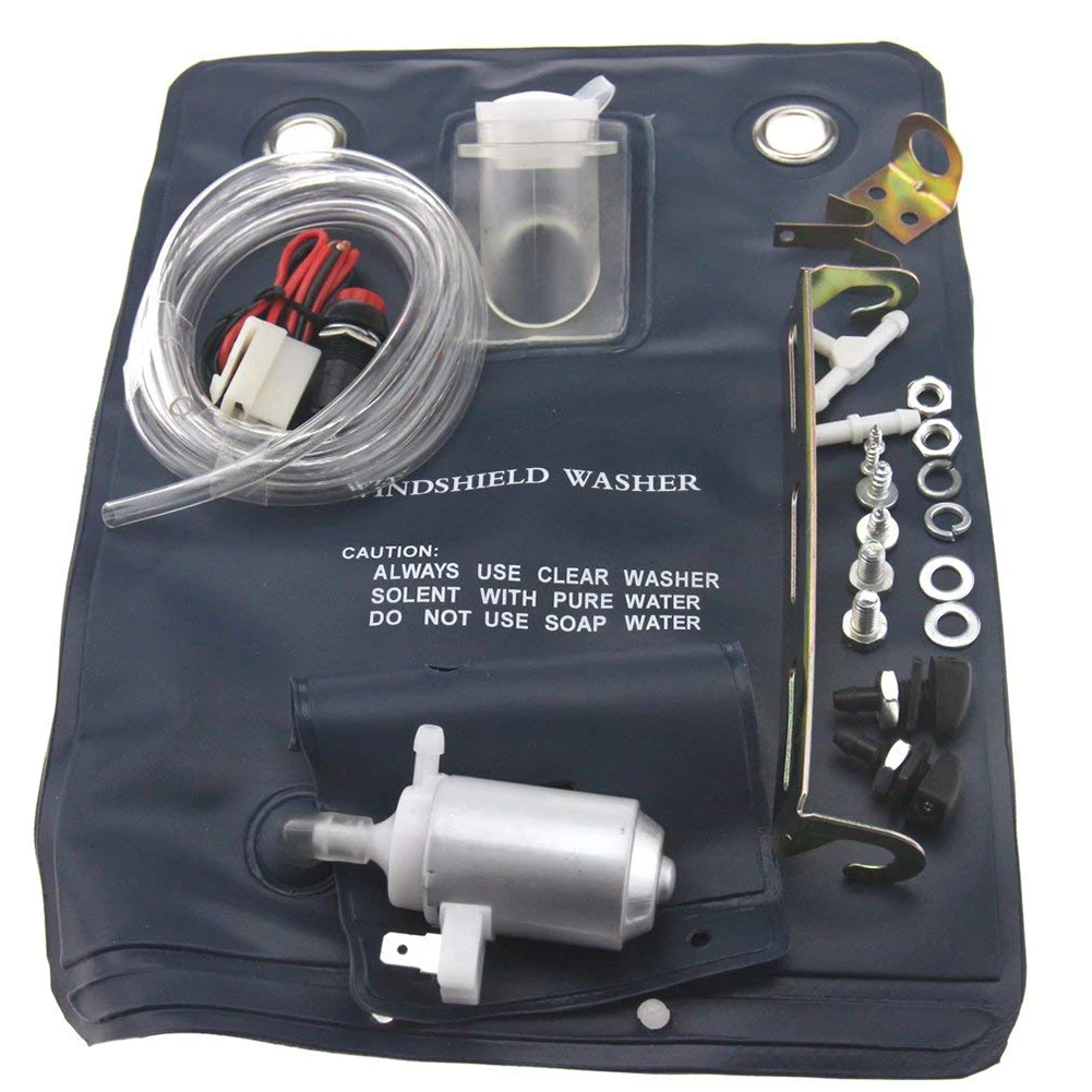 

12V 1 Liter Water Capacity Car Window Cleaning Windscreen Windshield Washer Auto Washer Pump Bag Kit 151286776374 2021 New