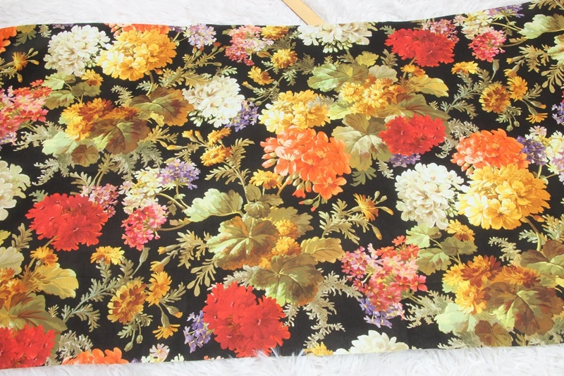 Duże kwiatowe jednobarwna bawełna tkanina z nadrukiem, ręcznie robiona sukienka odzieżowa, przeciw komarom spodnie tkaniny, 110x50cm