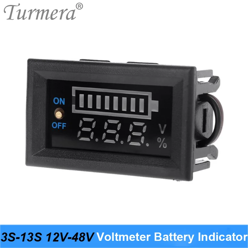 Lithium Lifepo4 Battery Indicator 12V 24V 36V 48V 60V Voltmeter Display with Switch Battery for 12V Car and Screwdriver Turmera
