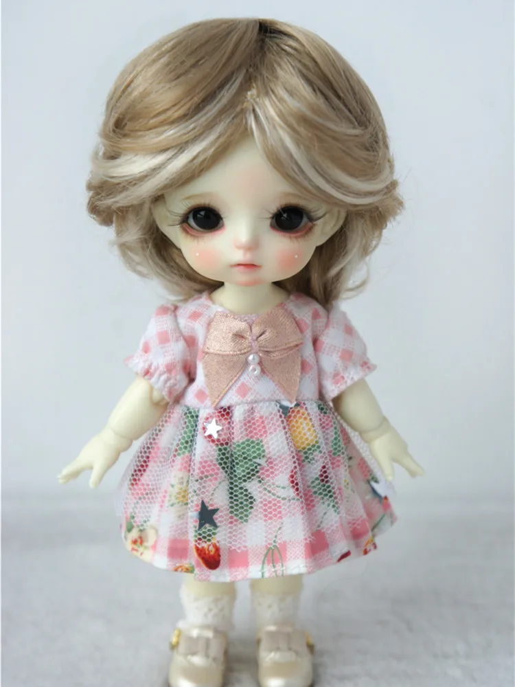 Búp Bê Tóc Giả JD075 5-6Inch 13-15Cm Boyish Cupid Cong Búp Bê Tóc Giả OB11 1/8 Lati Vàng tổng Hợp Mohair BJD Phụ Kiện Búp Bê