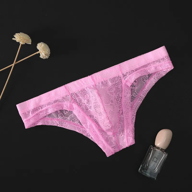 Sexy Men's Underwear Lace Briefs Transparent Breathable Low Waist Pants Short U Convex Pouch Gay Men Underwear Sexy Lingerie - Image 2
