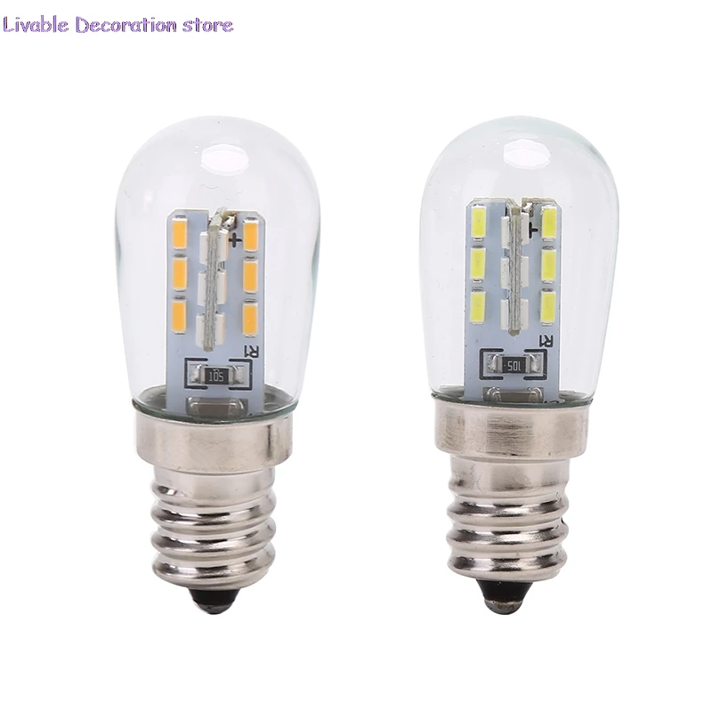 E12 LED High Bright LED Light Bulb Glass Shade Lamp Pure Warm White Lighting For Sewing Machine Refrigerator AC220V 2W