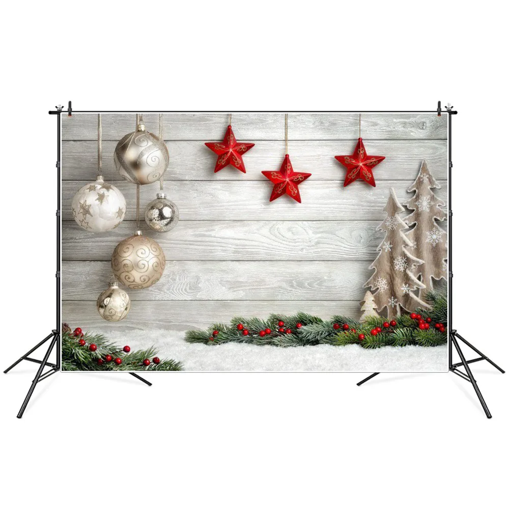 MOON.QG Świąteczne tło fotograficzne Drewniane deski Tło Oświetlenie drewniane Drzewo Śnieg Gwiazda Prezent Studio fotograficzne Materiały do strzelania